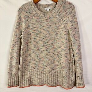 J. Jill Pure Jill Confetti Marled Knit Sweater XS Petite Crewneck Raglan Multi